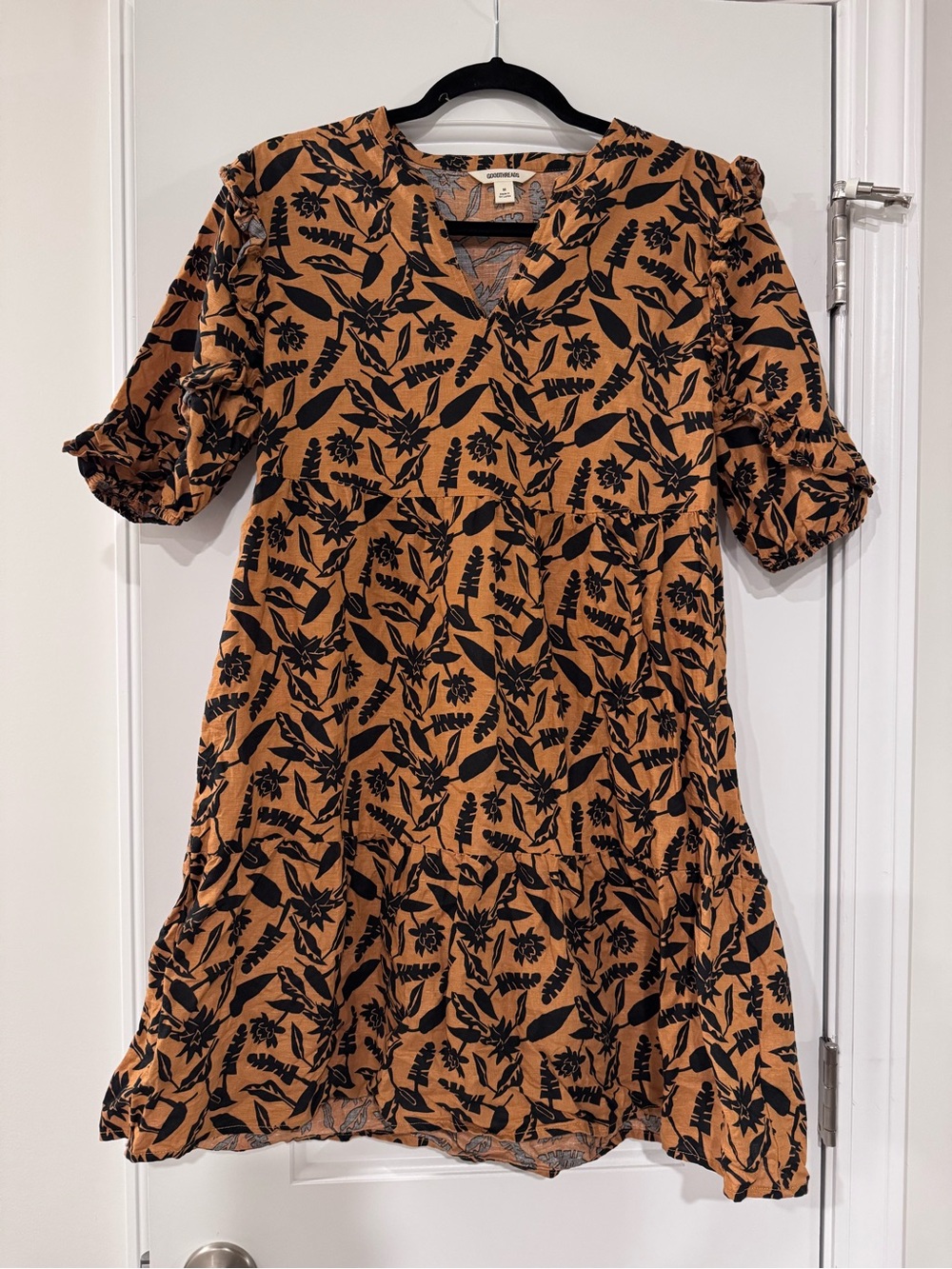 Goodthreads Rust Mini Dress with Black Floral Print